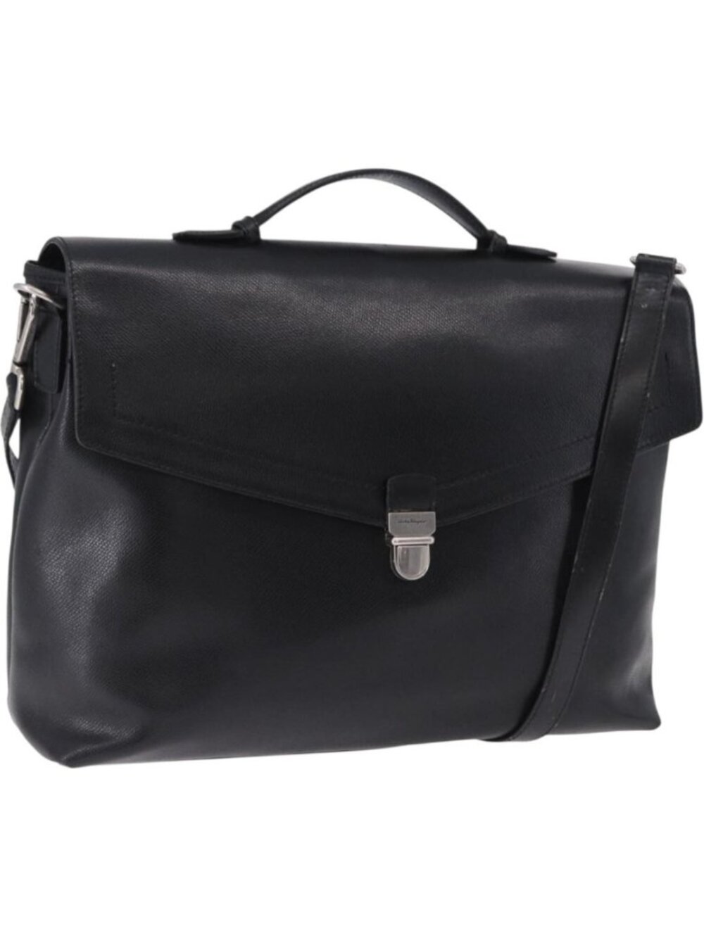 Salvatore Ferragamo Boston Bag Leather 2way Black Silver